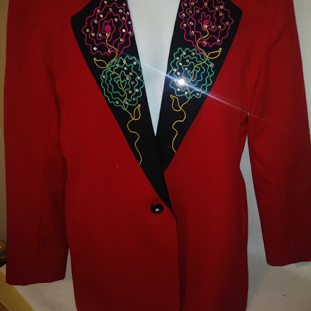 Christmas Red Lady's Single Button  Jacket/Blazer